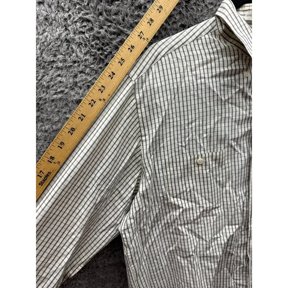 Yves Saint Laurent YSL Check Long-Sleeve Button-Up Shirt Off-White Mens Size L